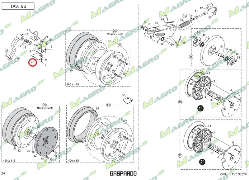 Чистик ролика опорного Gaspardo G15223862R, PRV, Беларусь