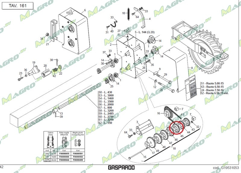 Звездочка блока кор. пер. Z=19 G66248164R, аналог, Украина