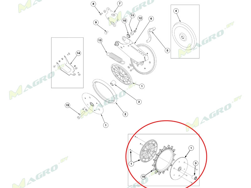 Ролик прикатывающий, правый G6200-005R (GA26958 GA22165), Китай