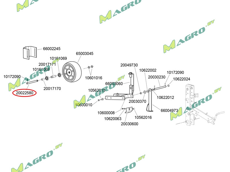 Ось колеса 11541.a (20022580, 40090028, 65107295 66007295), аналог, Венгрия