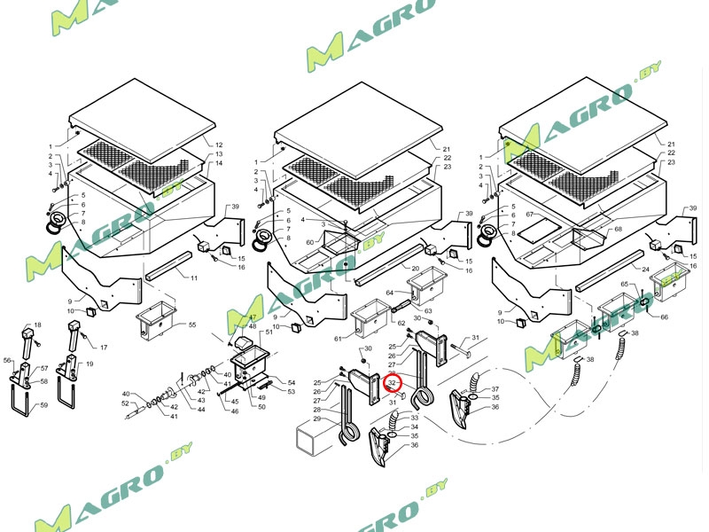 Стойка сошника удобрений (правая) 10017114 (9153.2с / 30153039), оригинал