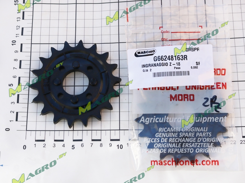 Звездочка блока кор. пер. Z=18 G66248163R, аналог, Украина
