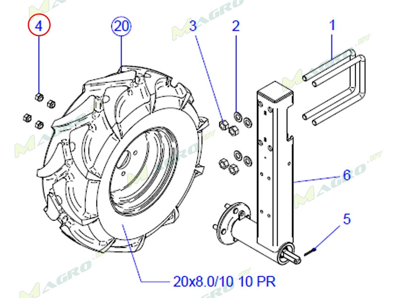Гайка опорно-приводного колеса 52100102