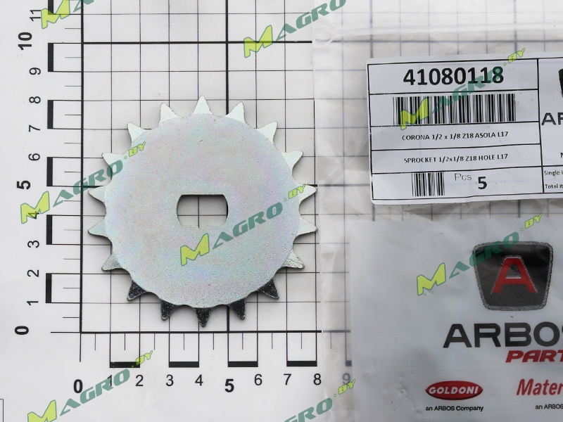 Звездочка 1/2" x 1/8" Z=18 L17 41080118 (41090118), оригинал высевающего аппарата