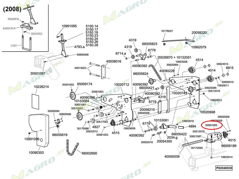 Болт М8*22 DIN 603 30561055