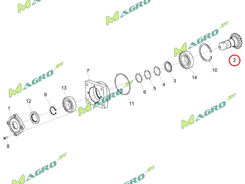 Вал-шестерня КПС-5-0215609 (привода вальца КОК-8-4) оригинал