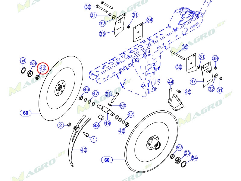 Гайка диска сошника правая 40292240 (стар. код 40202240), оригинал