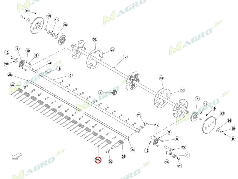 Зуб пружинный CTN00008 (CTN00036), аналог, Италия