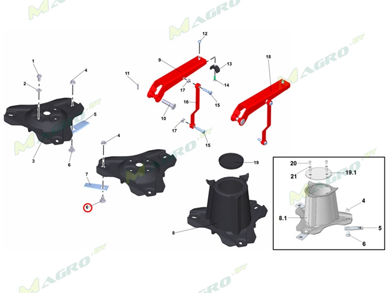 Держатель ножа B1000106100M (почти 18037692), немного не такой болт быстросъем CMR