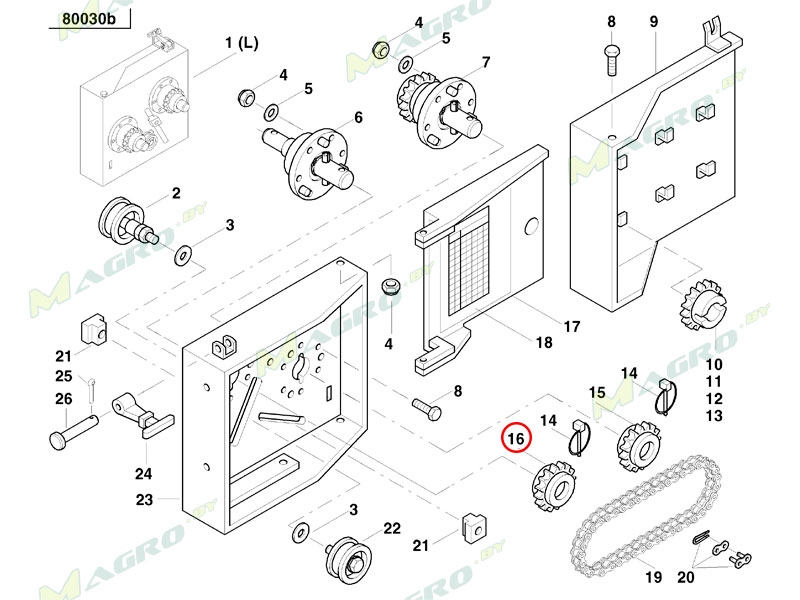 Звездочка коробки Z-16 AC820809, аналог, Украина