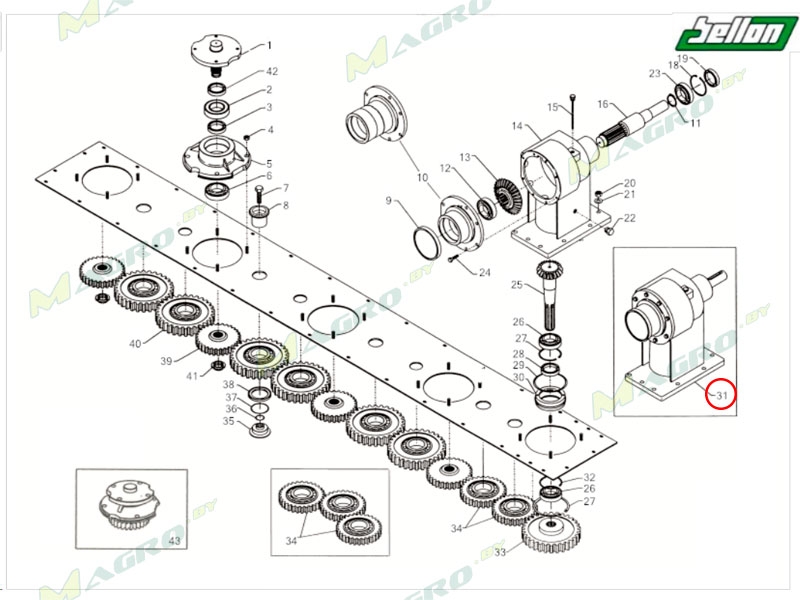 Редуктор в сборе 6052032, 4190253 (B0600100200A), аналог, CMR