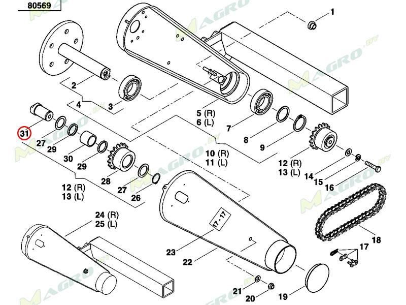 Вал приводной муфты AC824873, аналог, Украина