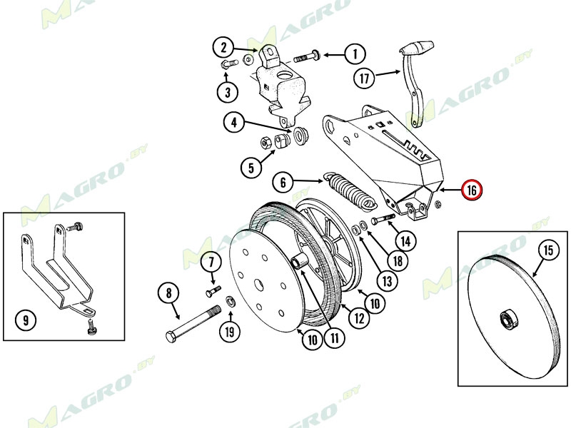 Подвесная опора прикатывающих роликов G8322 (GA8322 GA15197), Китай