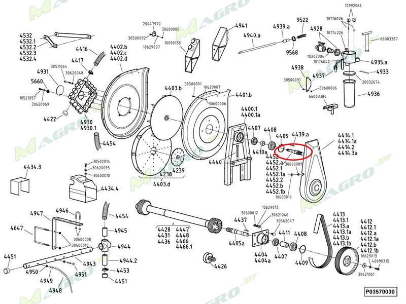 Вал-шкив D=24 4452.1 (20015434), аналог, Венгрия