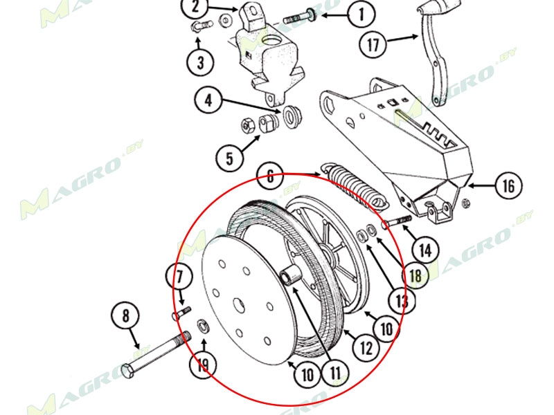 Ролик прикатывающий 1x12" F06120475R (F04100149R), Huichao