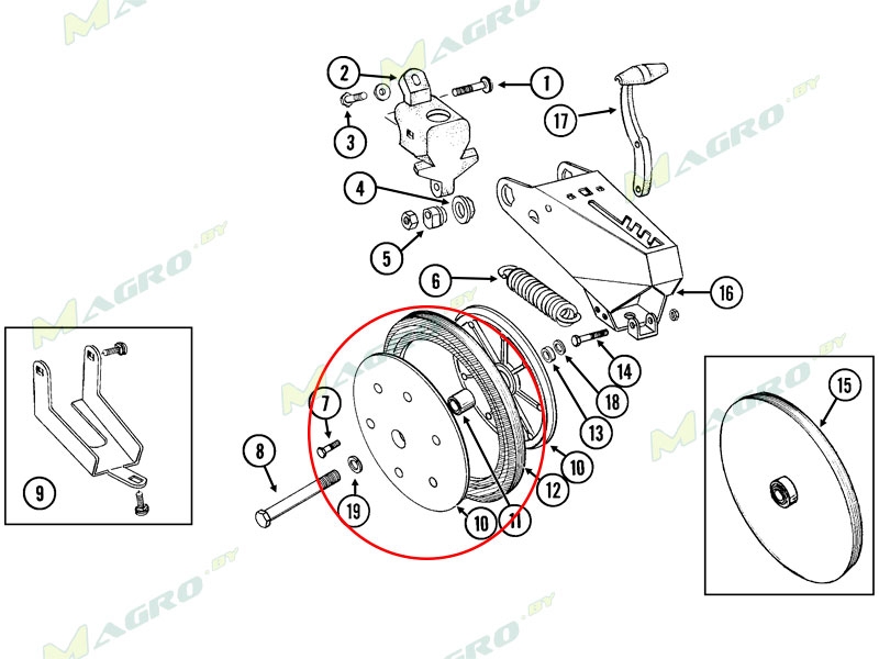 Прикатывающий ролик AA39968M (металл) 1x12" со ступицей в сборе 5203KYY2, Huichao, ImPRV, 1009625