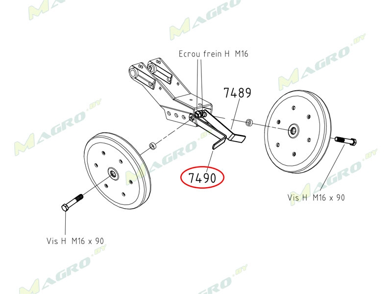 Чистик левый прикатывающих колес NC 7490 (41043150), аналог, Венгрия
