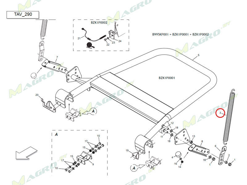 Пружина выталкивателя B01800090R, оригинал