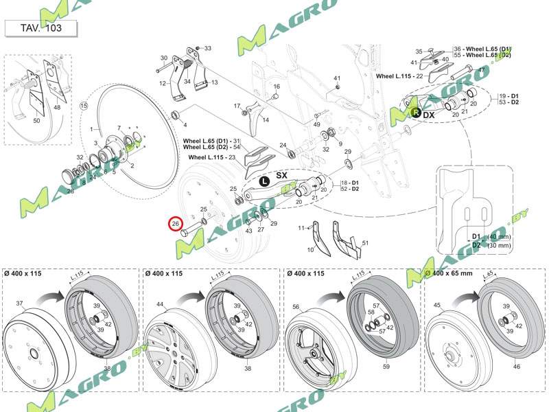 Болт M16X2X80 LH U5737 8.8 GA5220170R, оригинал (30513115 7258.GA)