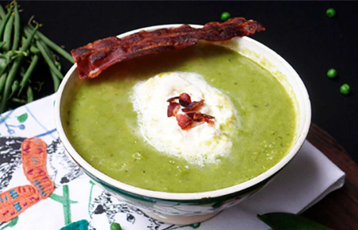 Суп-пюре с зеленой фасолью и горошком