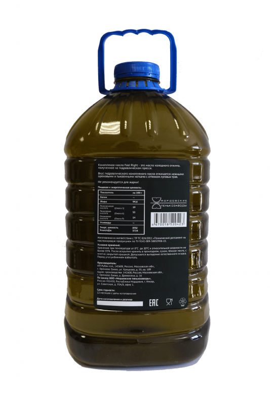 Масло конопляное Extra Virgin FeelRight, 5 л